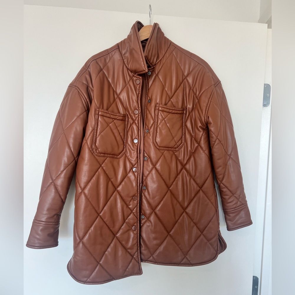 Slate & Willow Quilted Leather Shacket